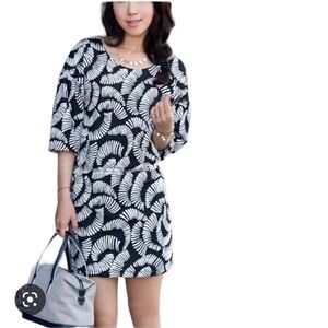 Maeve Boho Dress XS‎ Puff Sleeve Mini Retro Chic Scoop Neck Shift Sheath Black